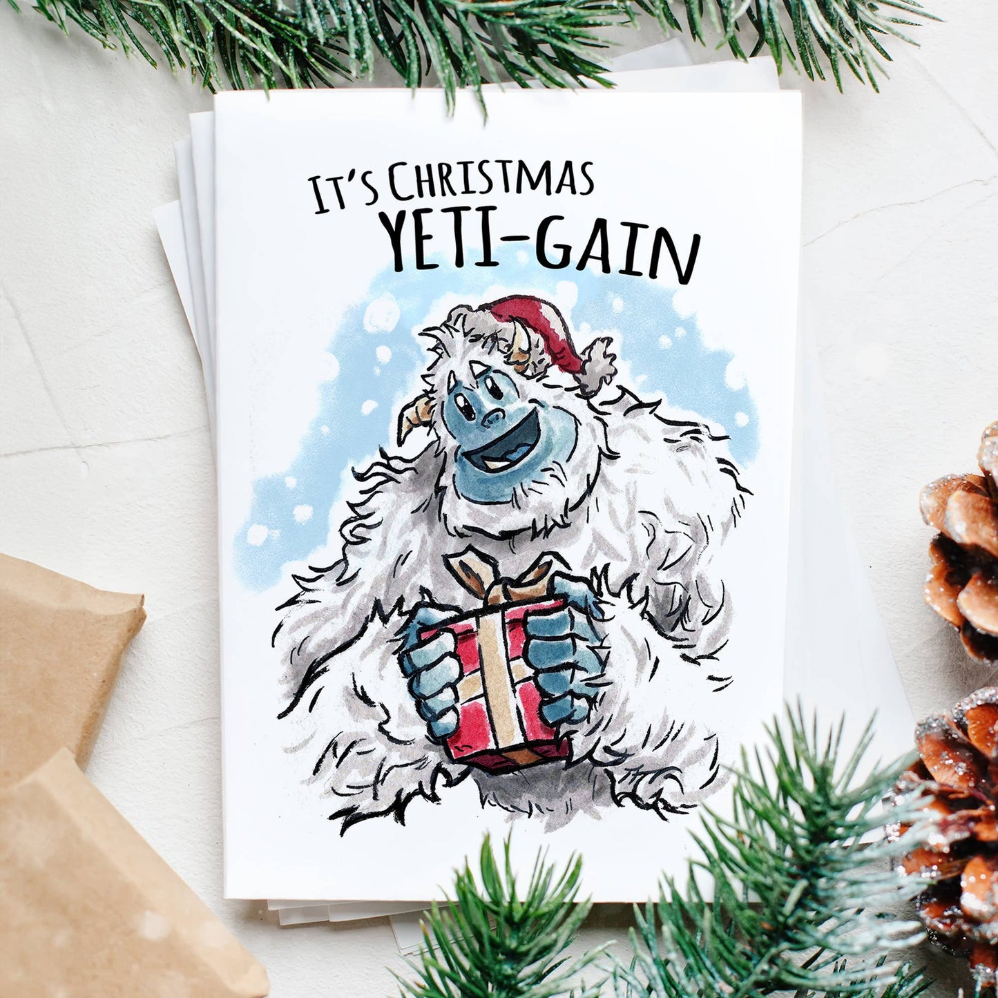 "Christmas Yeti'gain" - Cute Monster Holiday Card