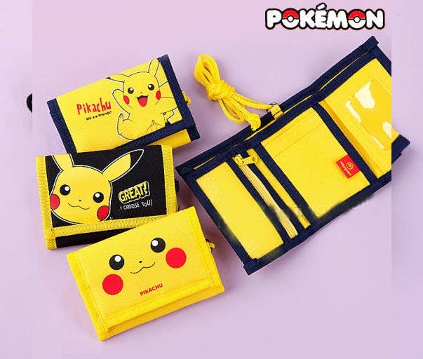 Pokemon Pikachu Velcro Neck Wallet Tri-Fold ID Wallet