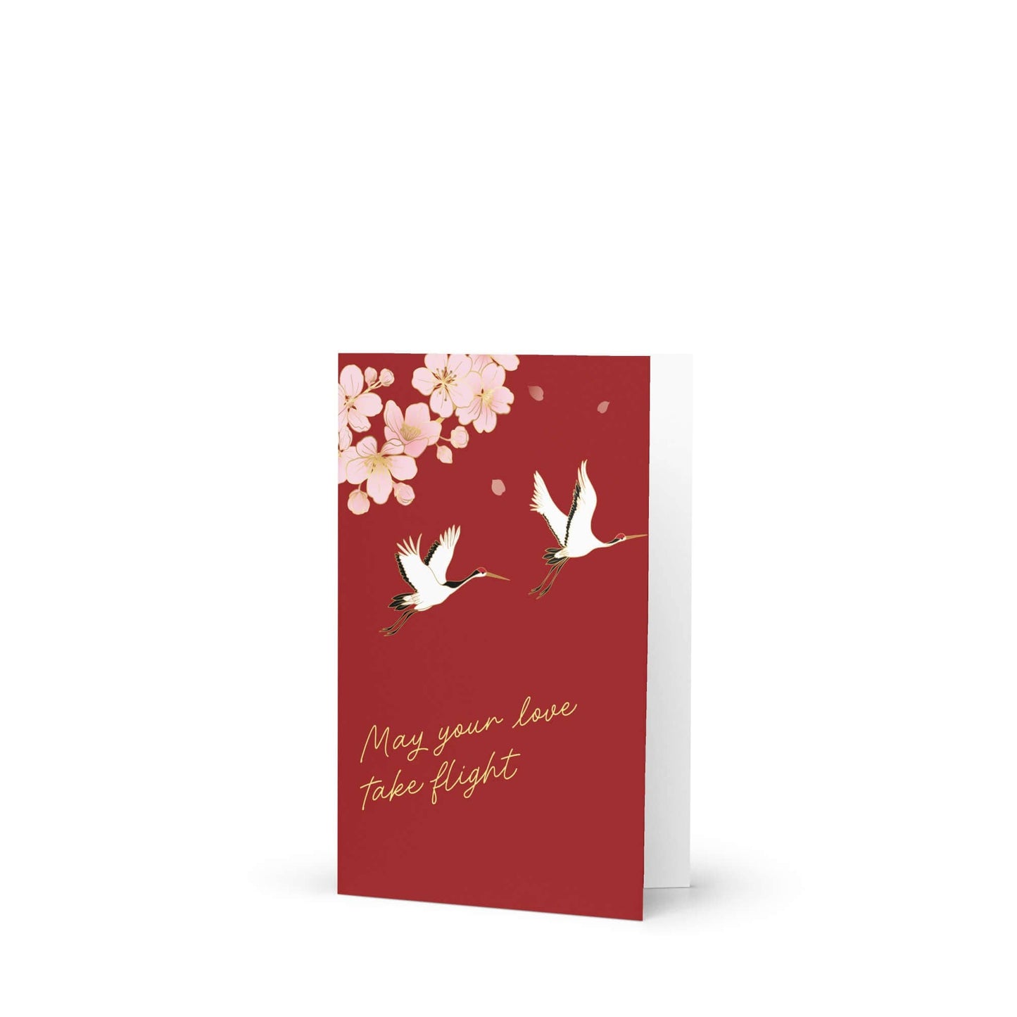 Love Take Flight Asian Wedding Cards | Red Ornate Chinese Vietnamese Greeting