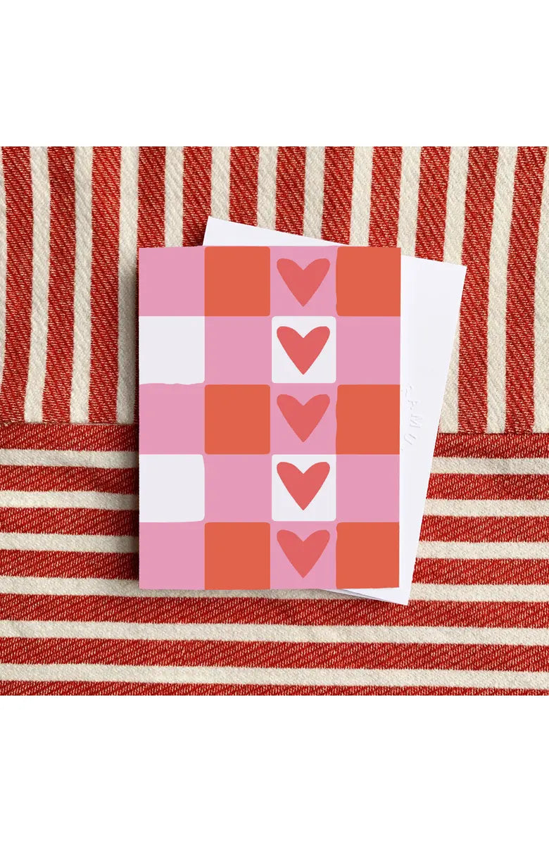 Heart Plaid Pink Card