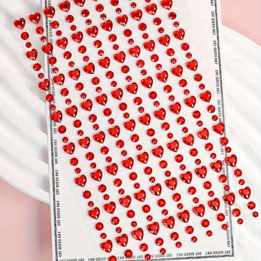 heart shaped red rhinestone face jewel sticker