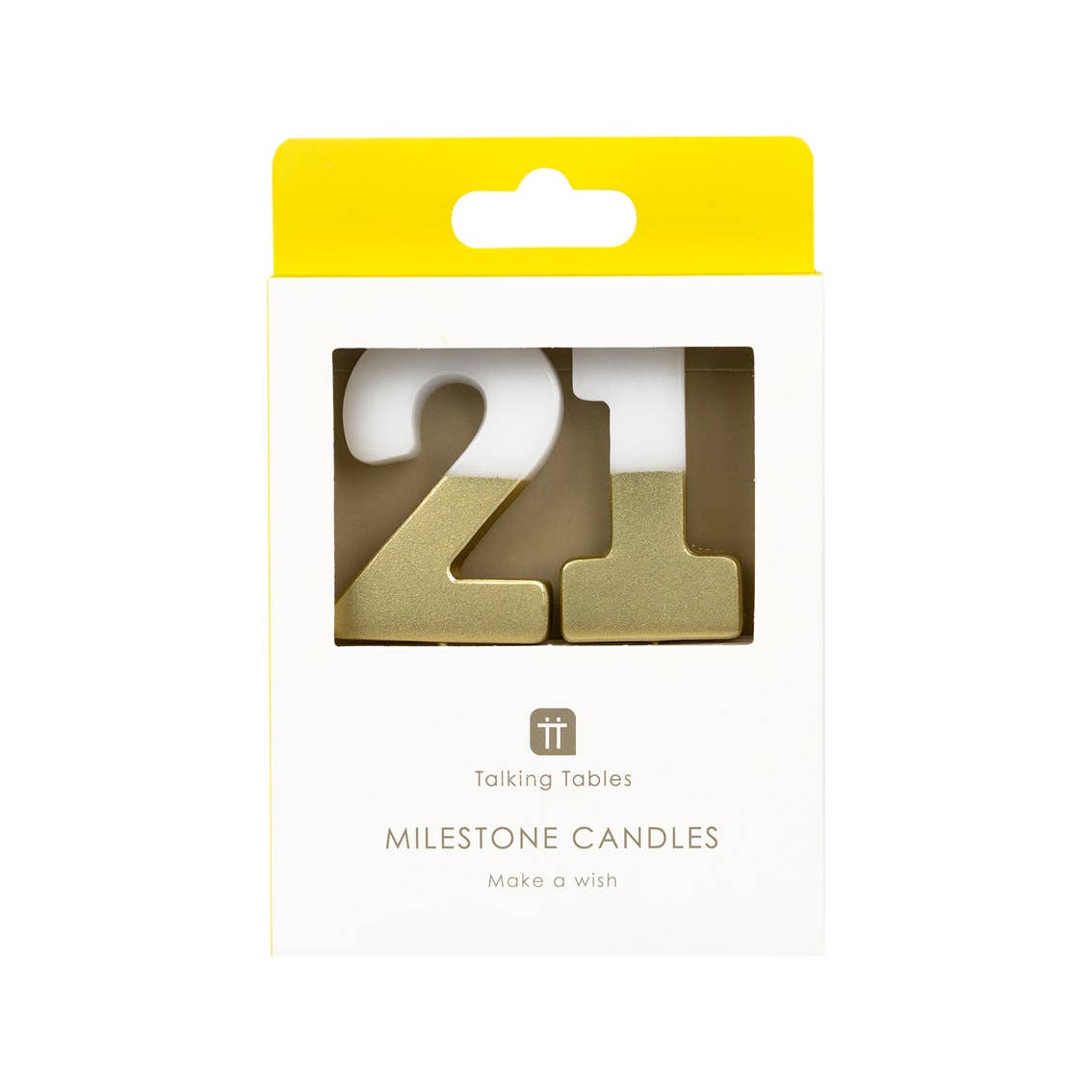 White & Gold Number Candle - 21 | Milestone Birthday |