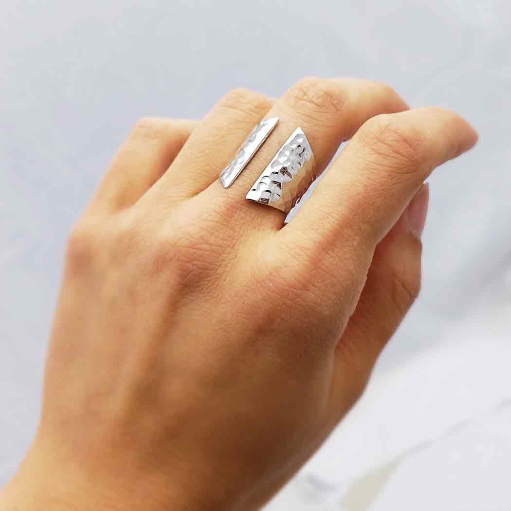 Sterling Silver or Bronze Adjustable Hammered Shield Ring