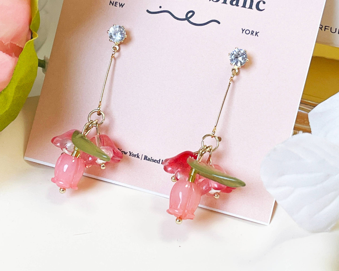 E137 lily flower earrings, floral earrings, flower earrings