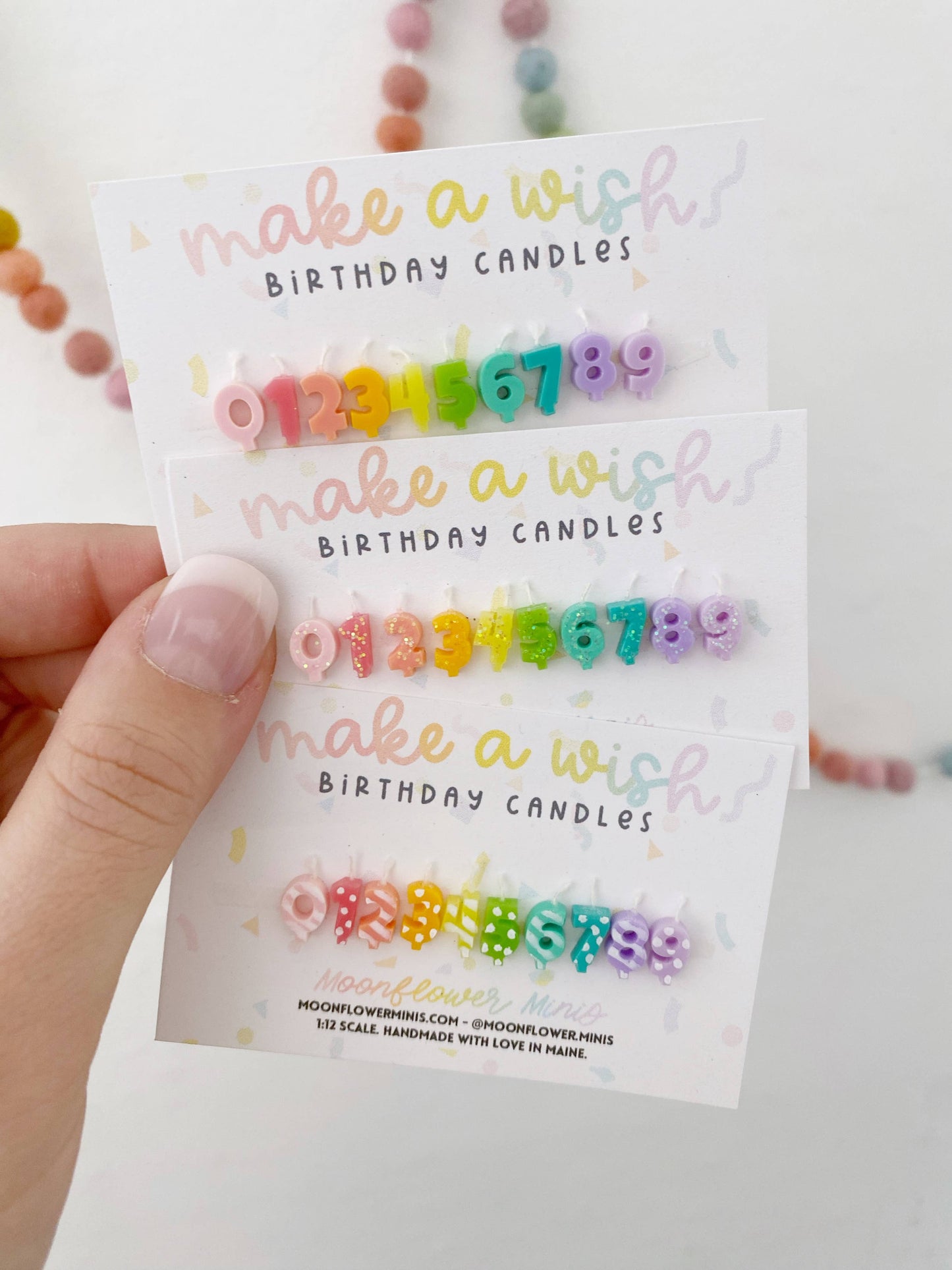 Miniature Number Birthday Candles 1:12 Scale Dollhouse Party