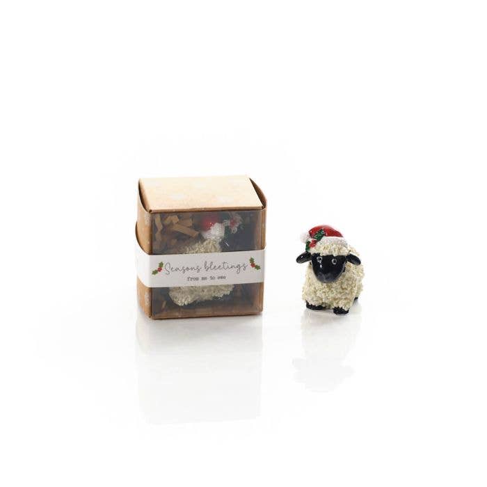 Christmas Tiny World Resin Sheep Keepsake Ornament With Gift Box **