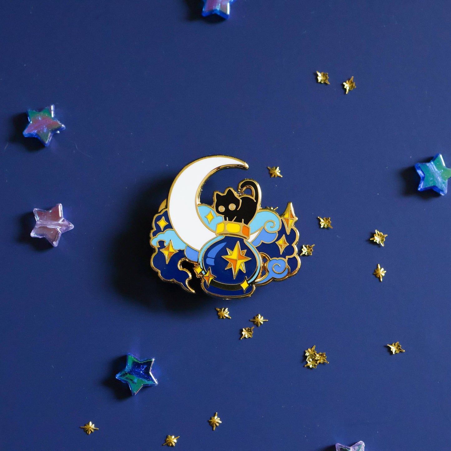Enamel Pin - Deep Sky and a Black Cat