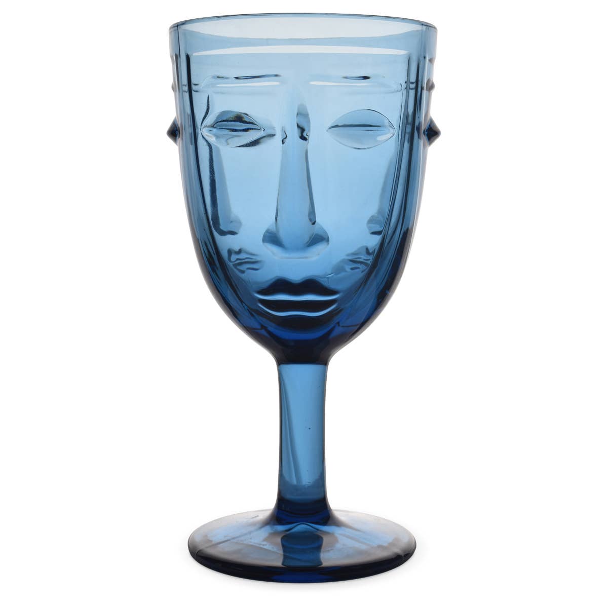Blue face glass D8 H16.5cm