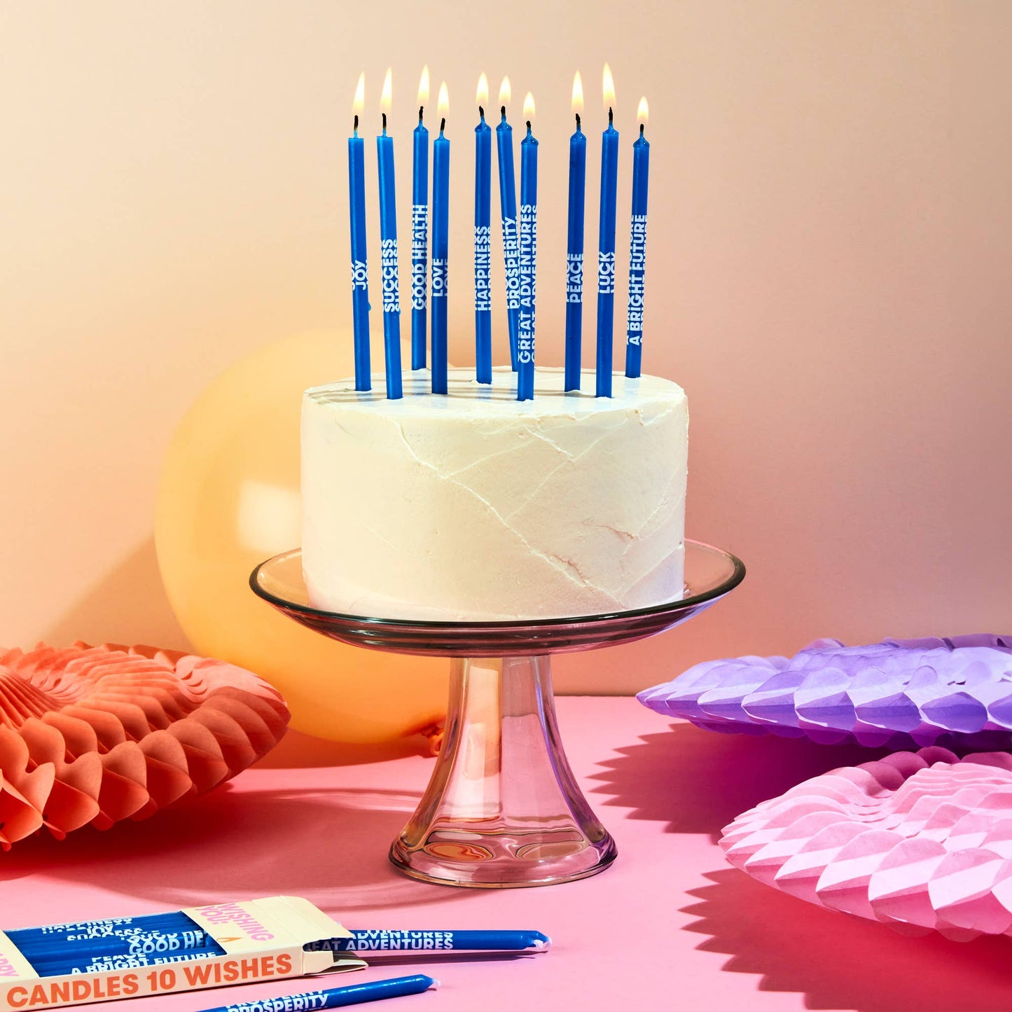 Wishing You: Long 5" Birthday Candles (10 Pack), Blue