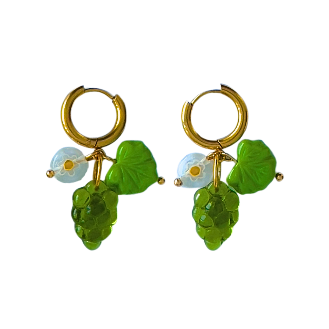 Green Grape Earrings | Glass Earrings