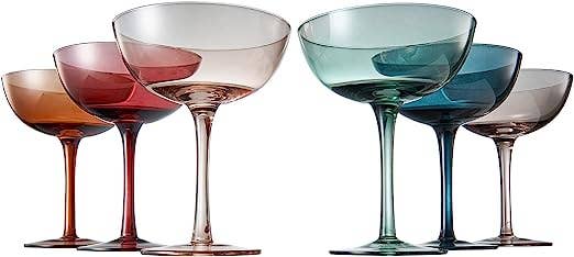 Coupe Cocktail Glasses 7 oz | Pastel Colored