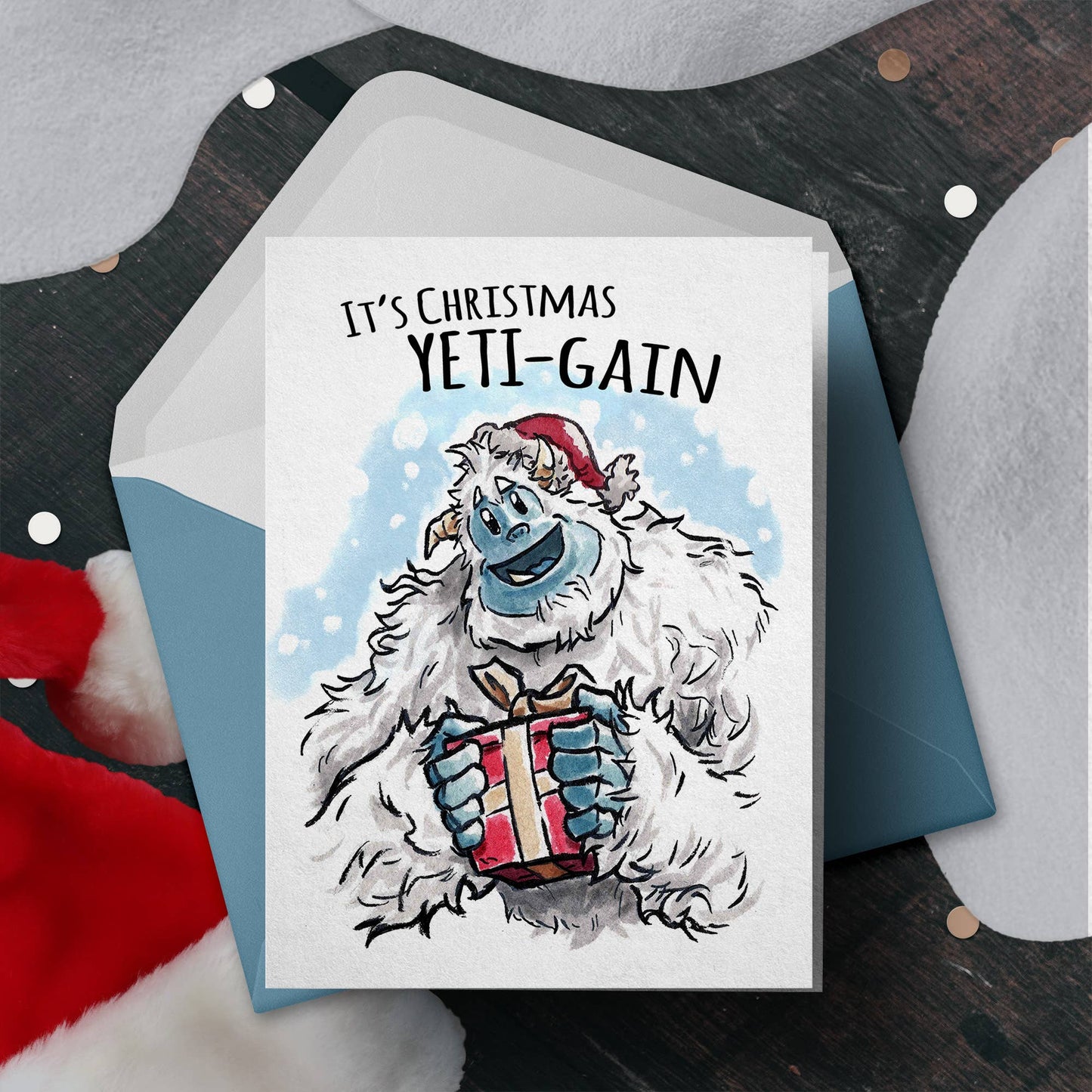 "Christmas Yeti'gain" - Cute Monster Holiday Card