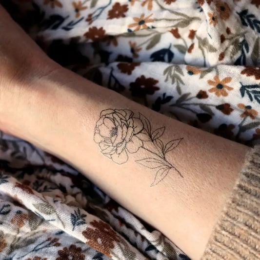 September Birth Flower - Peony Temporary Tattoos