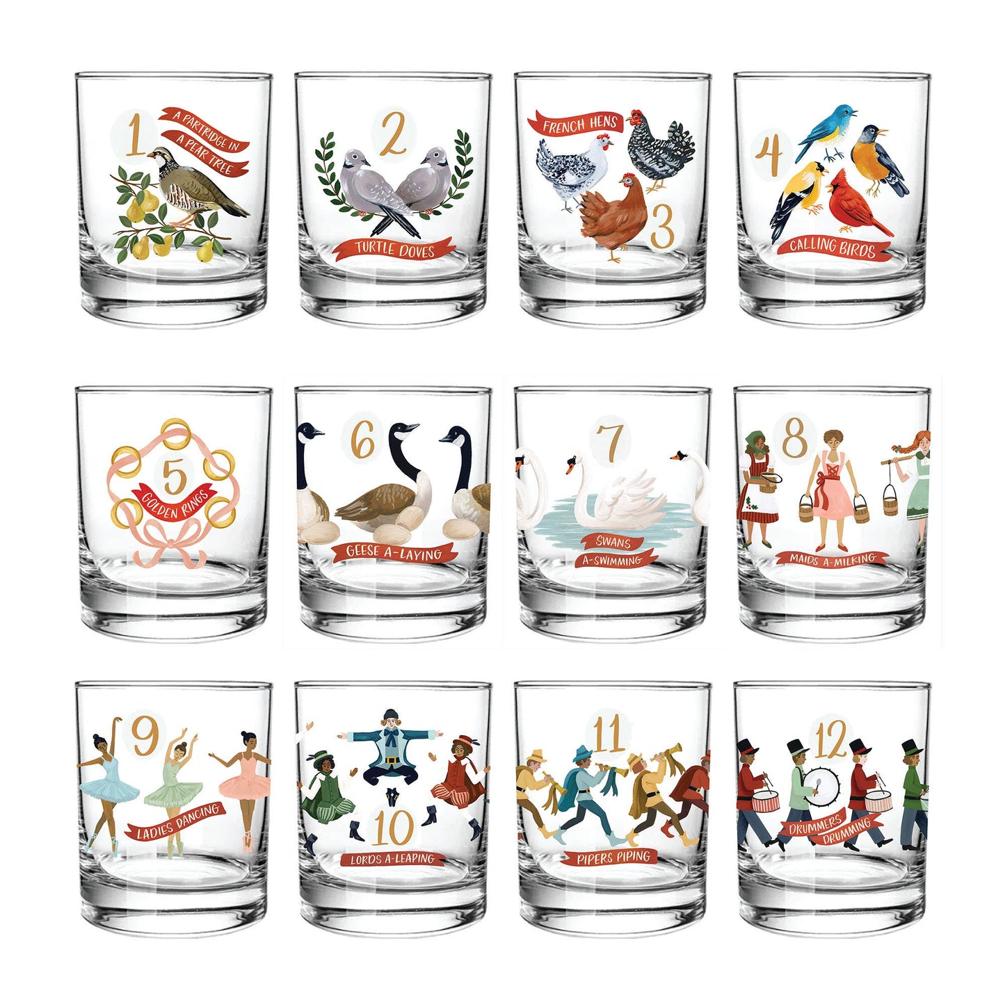 12 Days Of Christmas Short Juice Glass