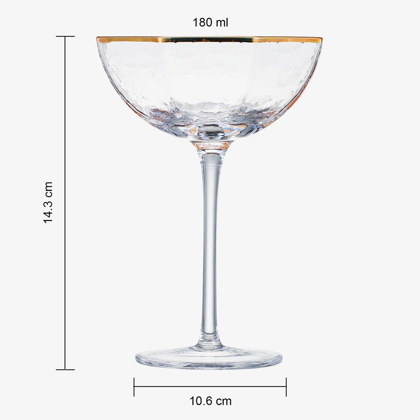 Crystal Coupe Gold Rim Hexagonal Angled | Set of 4 | 6oz