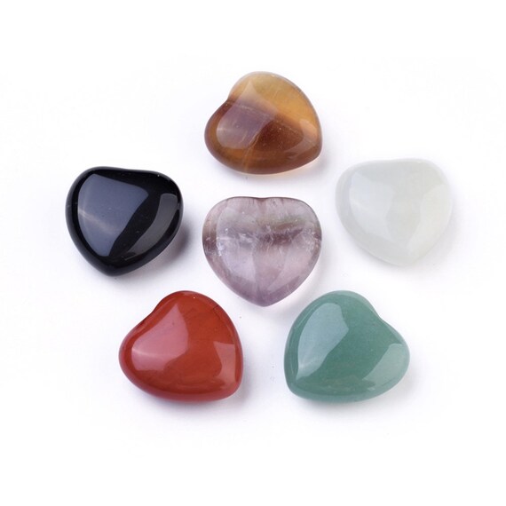 Tiny stone heart asst colour