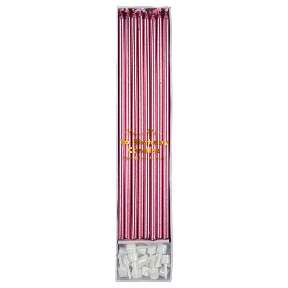 Meri Meri Candles Long Metallic Pink