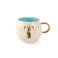 Monogram Floral Round Ceramic Mug 14oz