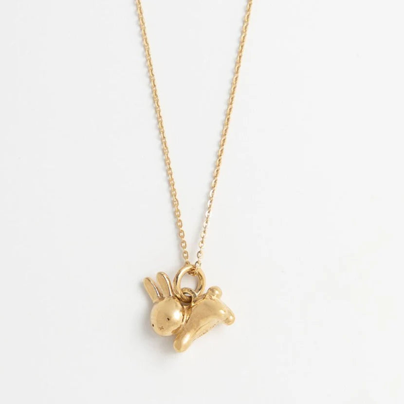 Miffy Gold Vermeil Leaping Rabbit Charm Necklace
