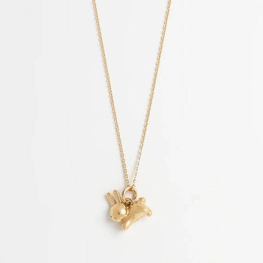 Miffy Gold Vermeil Leaping Rabbit Charm Necklace