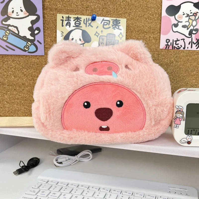 Loopy Pink Beaver Pig Runny Nose Cosmetic Pouch