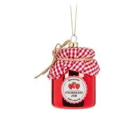 Strawberry Jam Jar Ornament-3"H