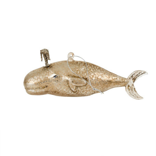 Glass Ornament - Whale Ornament Cream