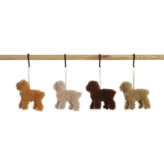 Faux Fur Poodle Ornament 4-1/4"L