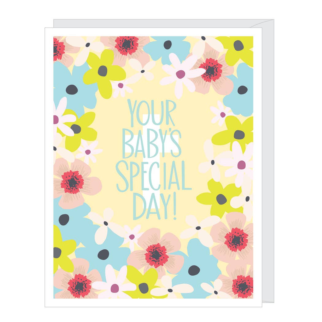 Floral Cross Baby Christening/Baptism Card