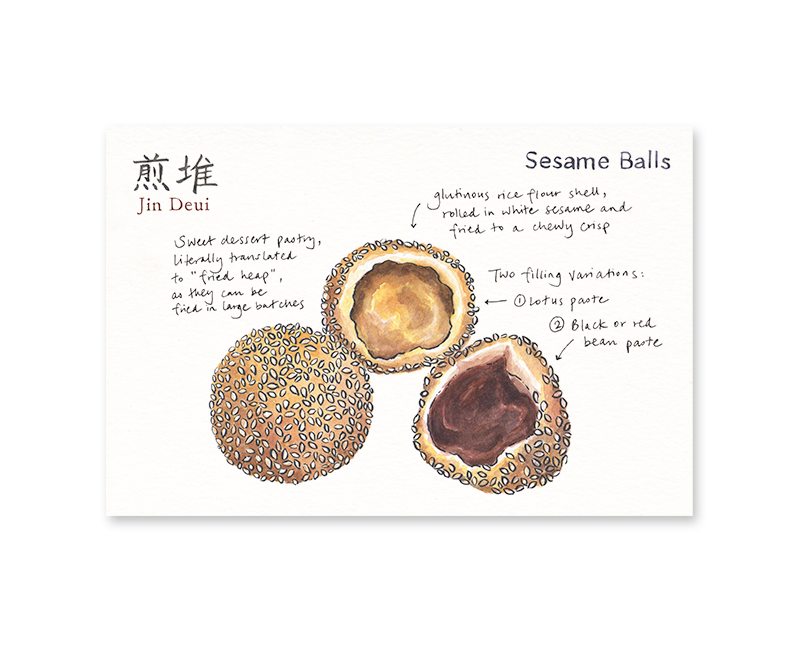 Sesame Balls Dim Sum Postcard