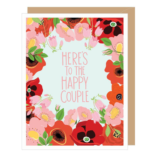 Happy Couple Floral Wedding/Engagement Card - Front & Company: Gift Store