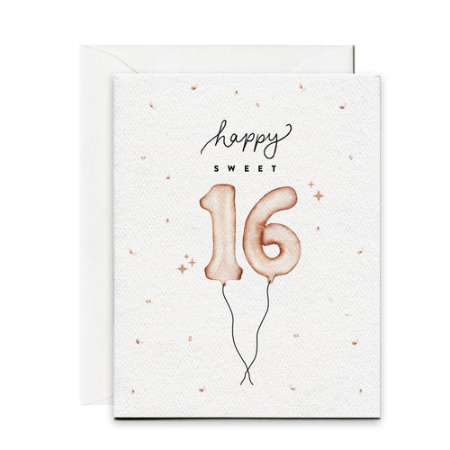 Happy Sweet 16 Birthday Balloon Card - Front & Company: Gift Store