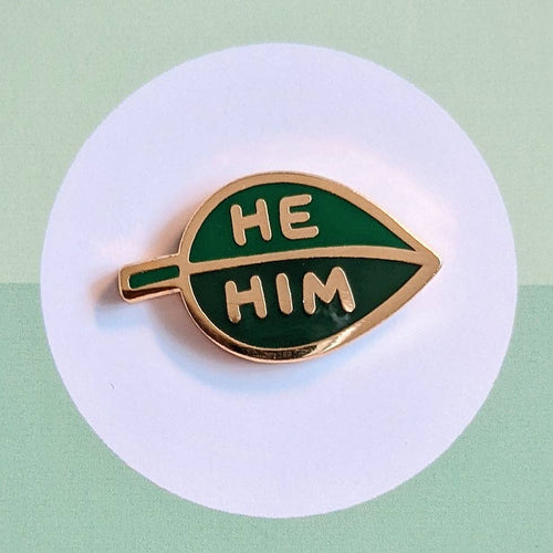 Pronoun Leaf Pin - he/him - Front & Company: Gift Store