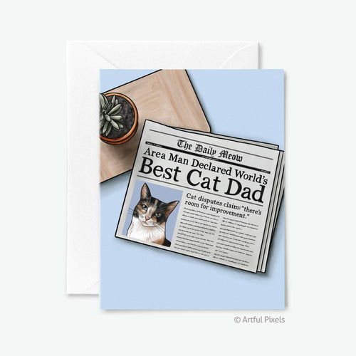 World's Best Cat Dad Card | Funny Cat Newspaper Father's Day - Front & Company: Gift Store