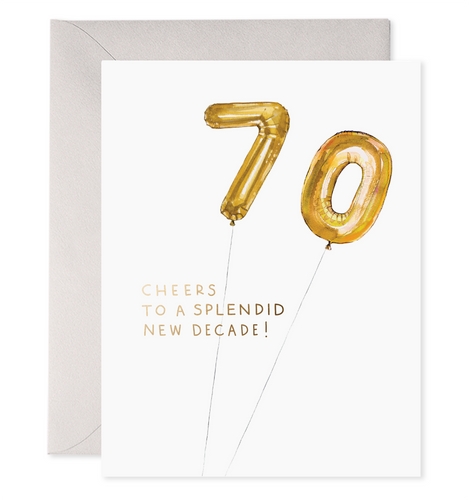 Helium 70 | 70th Birthday Greeting Card - Front & Company: Gift Store