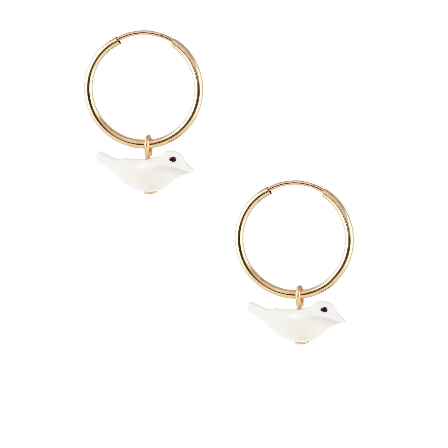 Mother of Pearl Bird Hoop Earrings