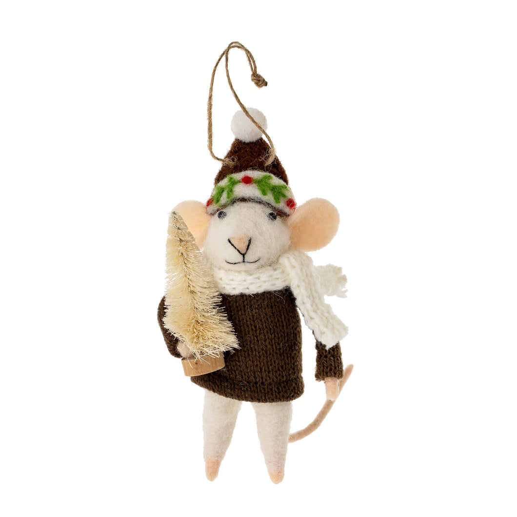 Felt Mouse Ornament - Tis The Season Tabitha Mouse