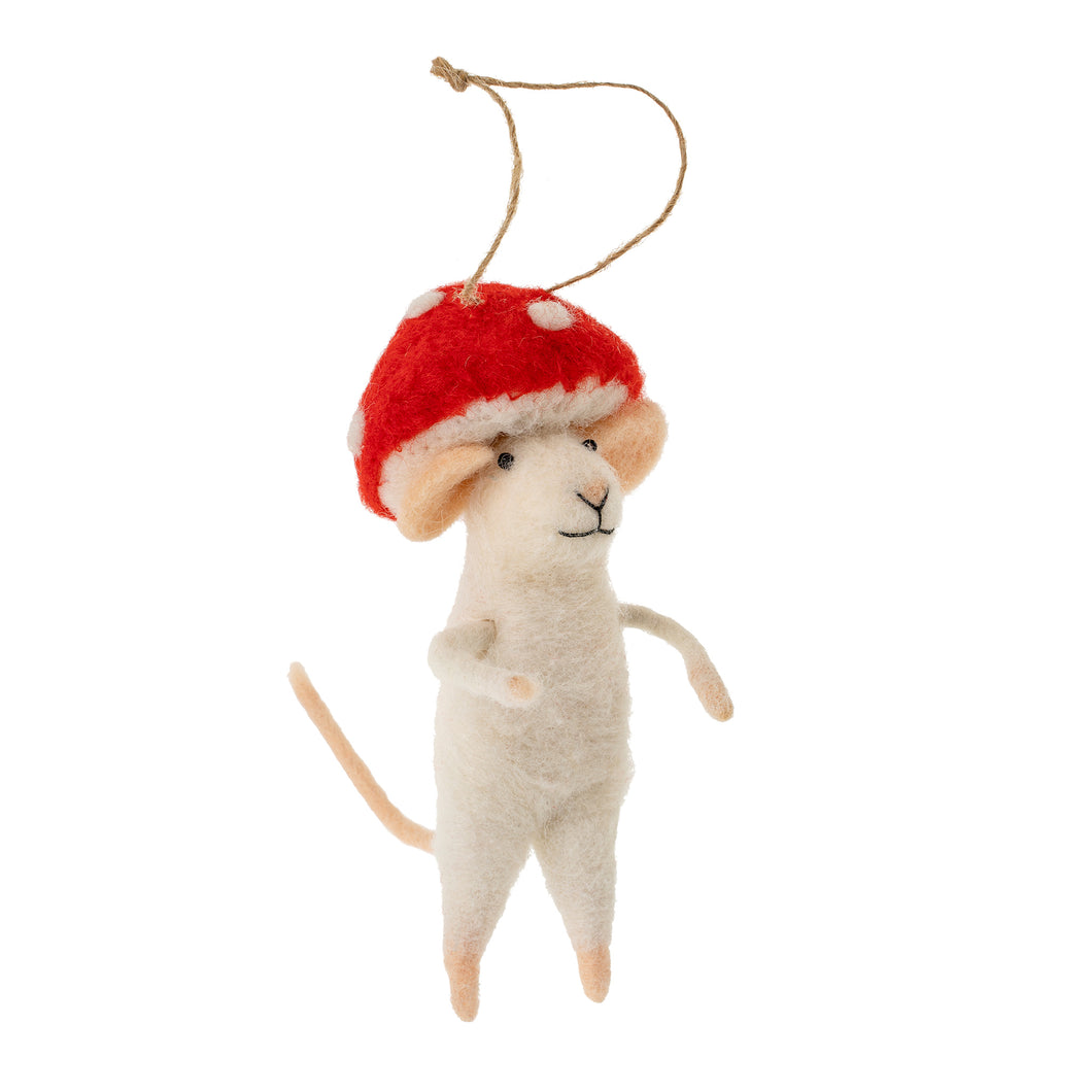 Felt Mouse Ornament - Mushroom Mouse