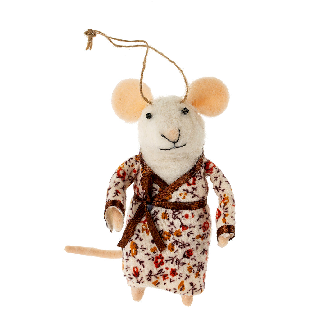Felt Mouse Ornament - Pyjama Party Mouse