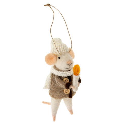 Felt Mouse Ornament - Candlelight Caleb Mouse - Front & Company: Gift Store