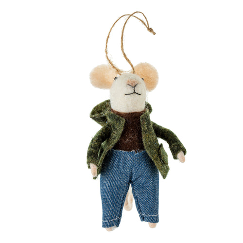 Felt Mouse Ornament - Off-Duty Oscar Mouse - Front & Company: Gift Store
