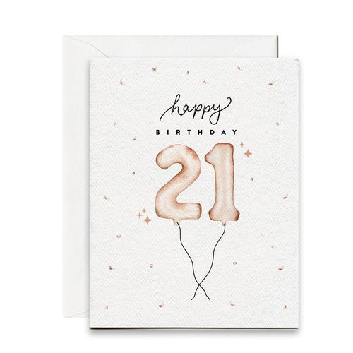 Happy 21st Birthday Balloon Card - Front & Company: Gift Store