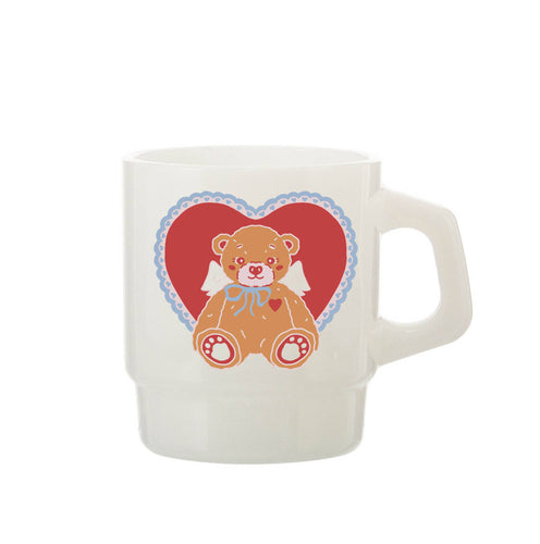 Angel Teddy - vintage kawaii milk glass mug - Front & Company: Gift Store