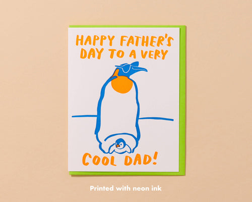 Cool Dad Letterpress Card - Father's Day Penguin - Front & Company: Gift Store