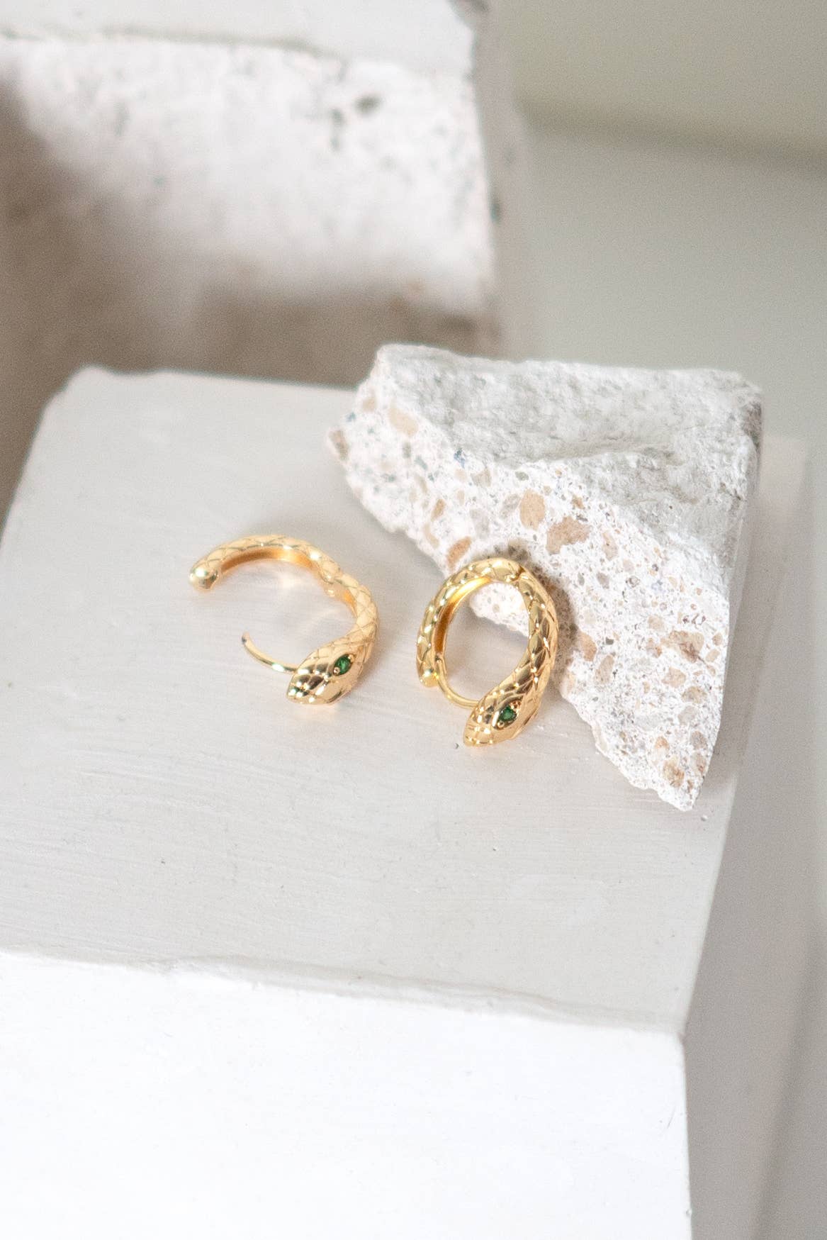 On A Plane 18k Gold Plated Snake Hoops