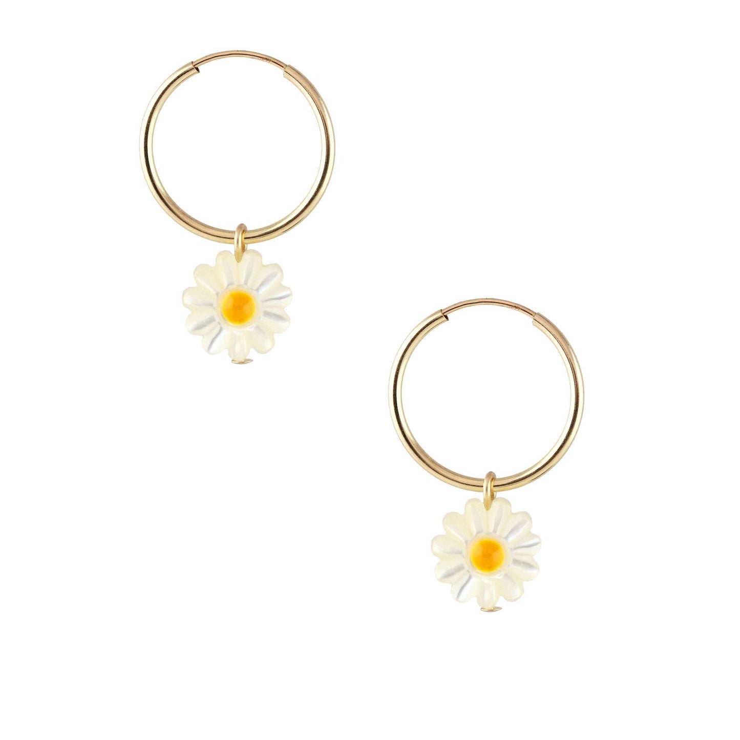 Mother of Pearl Daisy Hoop Earrings