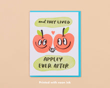 Load image into Gallery viewer, Appley Ever After Letterpress Greeting Card - Wedding, Love

