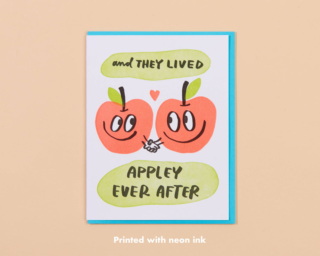 Appley Ever After Letterpress Greeting Card - Wedding, Love