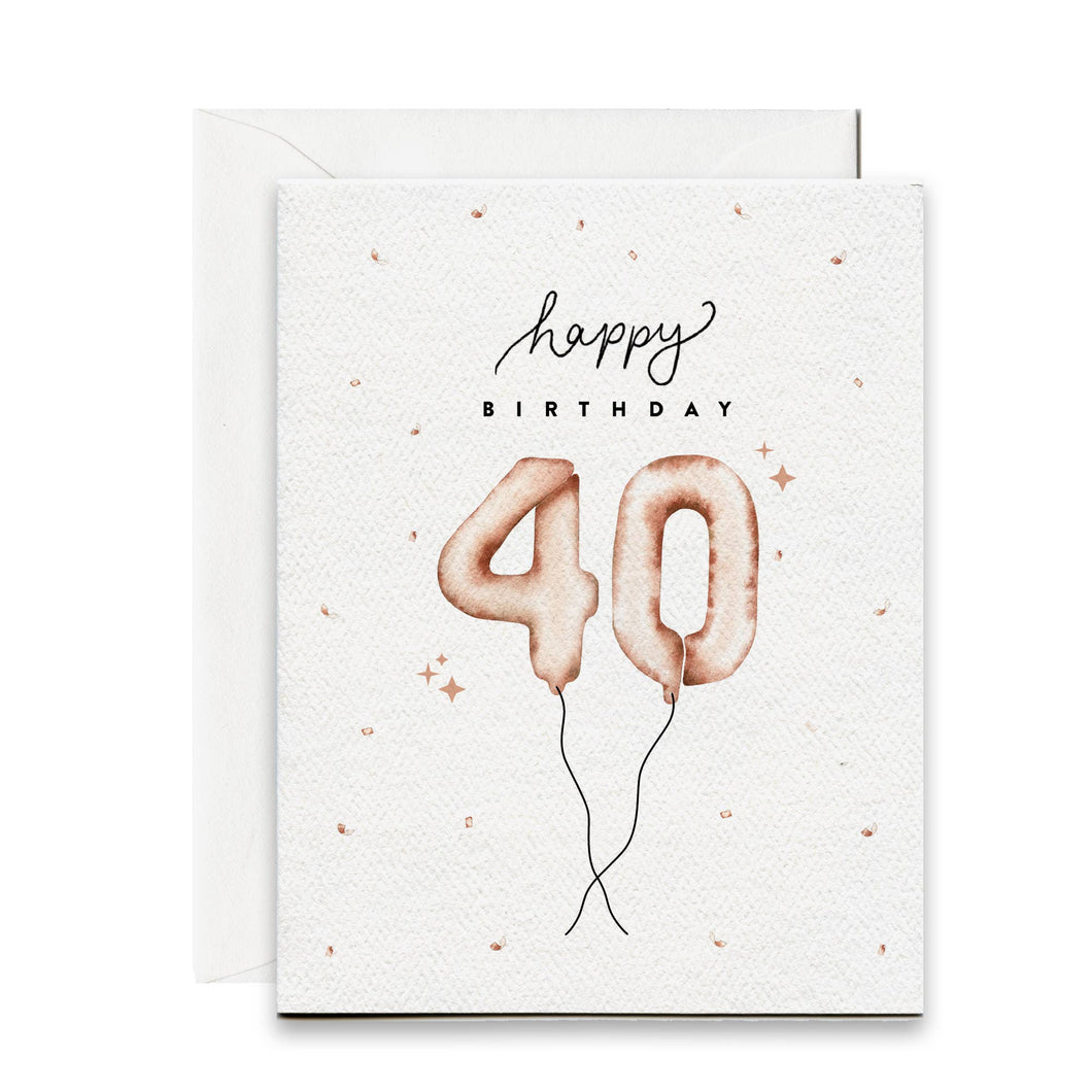 Happy 40th Birthday Balloon Card