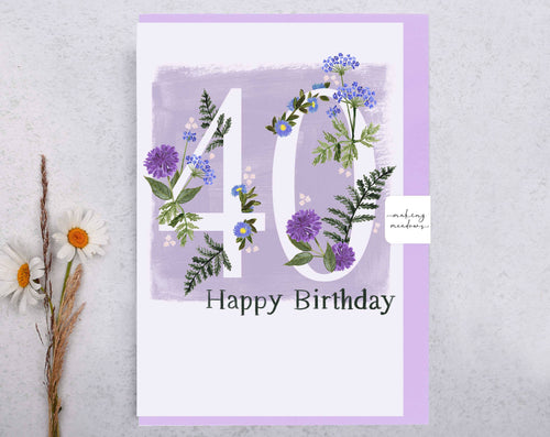 Milestone Birthday Card | Happy 40th Birthday Flowers - Front & Company: Gift Store